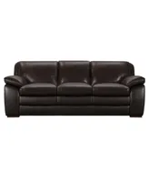 Zanna 91" Genuine Leather with Wood Legs in Contemporary Sofa