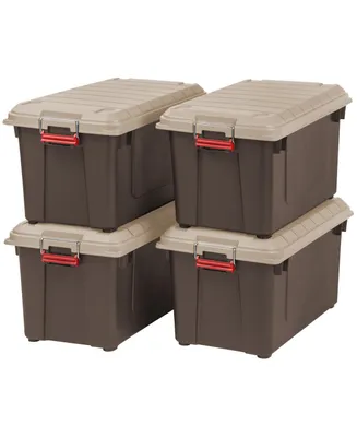 82 Quart WeatherPro Storage Box, Store-It-All Utility Tote, Brown, Set of 4