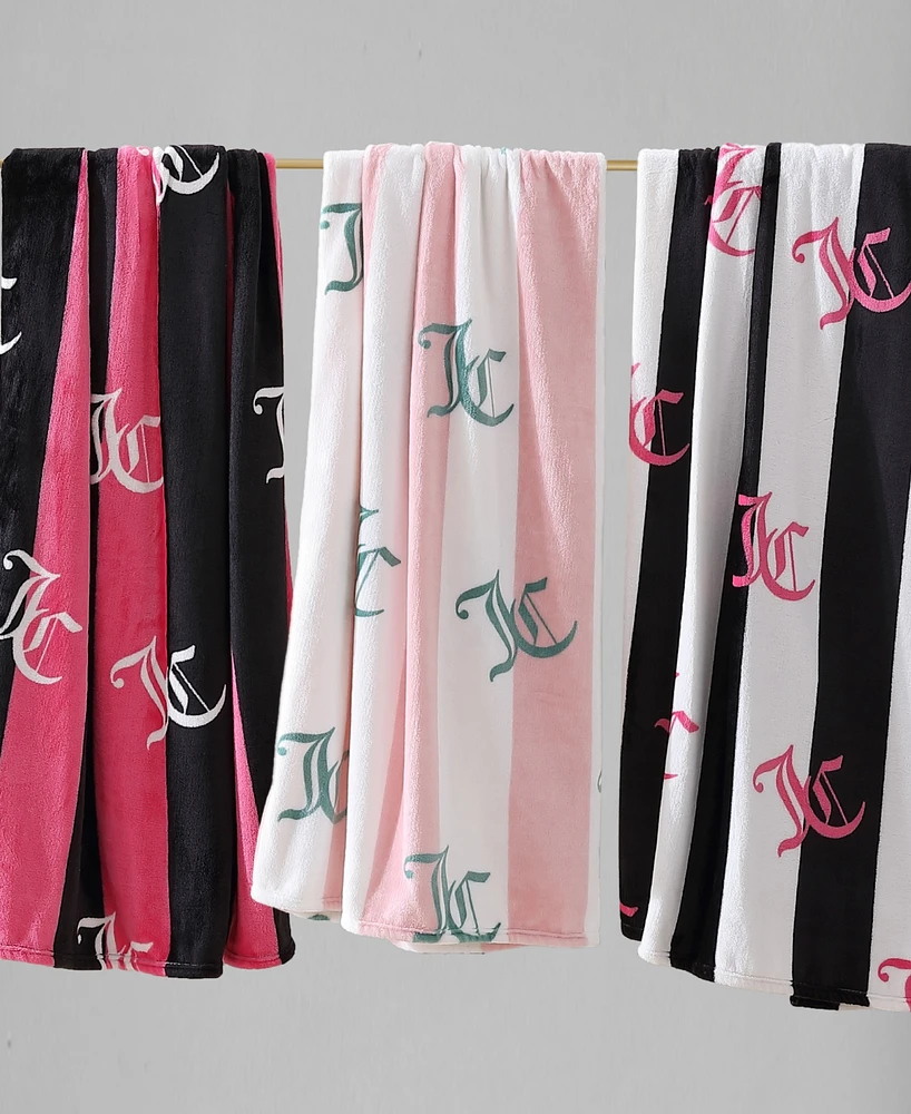 Juicy Couture Cabana Plush Striped Throw, 50" x 70"