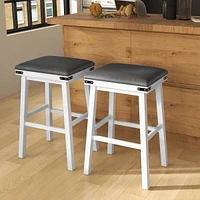30'' Dining Bar Stool Set of 2 Pub Height Padded Seat Wood Frame Kitchen