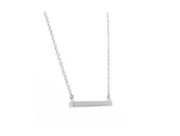 Rhodium Polished Bar Station Necklace