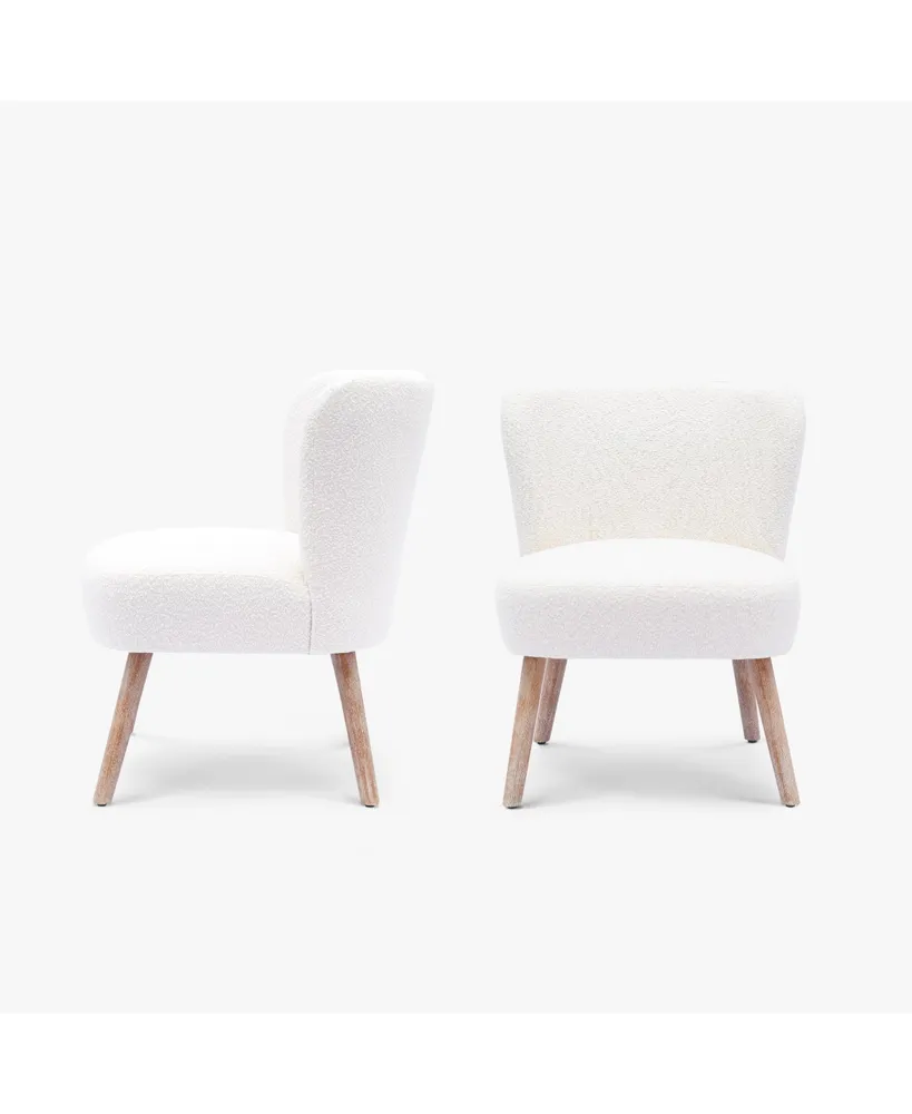 25" Wide Upholstered Boucle Accent Chairs (Set of 2)