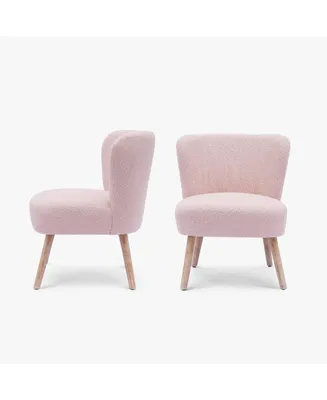 25" Wide Upholstered Boucle Accent Chairs (Set of 2)