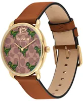 Coach Women's Elliot Saddle Leather Strap Watch 36mm