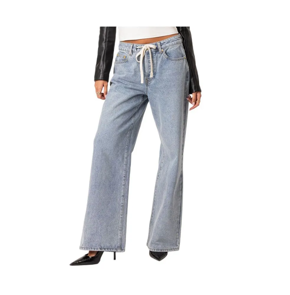 Edikted Women's Wynn low rise oversized jeans - Light