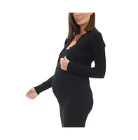 Ripe Maternity Caitlin Rib Crop Cardigan Black