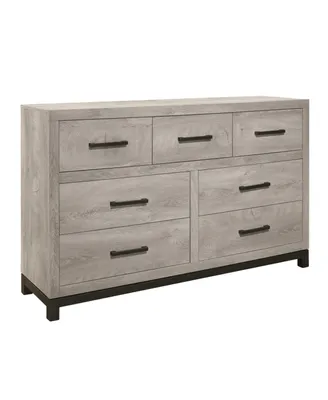 Simplie Fun Gray Finish Dresser with 7 Drawers and Metal Hardware