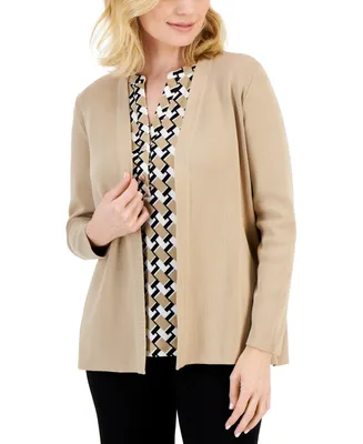 Ak Anne Klein Petite Newport Open-Front Cardigan