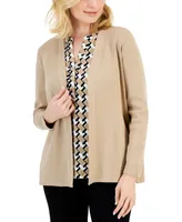 Ak Anne Klein Petite Newport Open-Front Cardigan