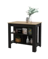 Simplie Fun Rockaway 3-Shelf Kitchen Island Black Wengue And Light Oak