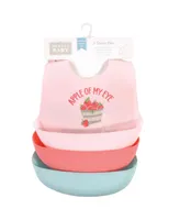 Hudson Baby Infant Girl Silicone Bibs, Apple Of My Eye, One Size