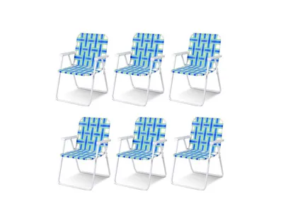 6 Pieces Folding Beach Chair Camping Lawn Webbing Chair