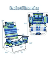 2 Pieces Folding Backpack Beach Chair with Pillow