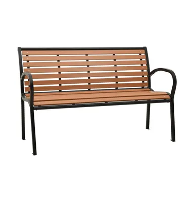 Patio Bench 49.2" Steel and Wpc Black and Brown