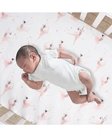 Lambs & Ivy Ballerina Baby Breathable 100% Cotton Fitted Crib Sheet - White