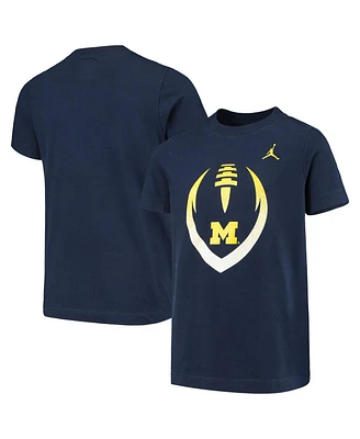 Big Boys Jordan Navy Michigan Wolverines Sideline Icon T-shirt