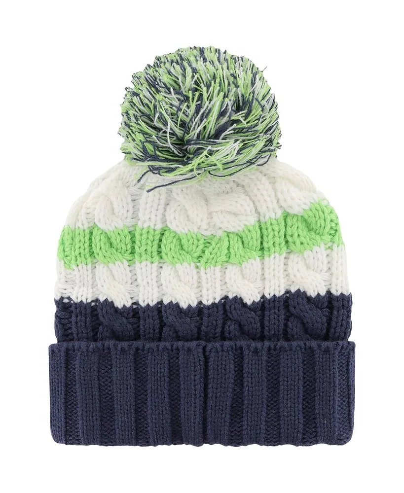 Women's '47 Brand White Seattle Seahawks Ashfield Cuffed Knit Hat with Pom