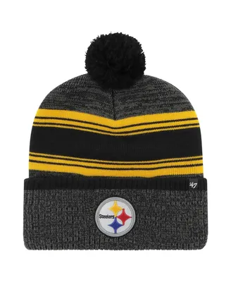 Men's '47 Brand Black Pittsburgh Steelers Fadeout Cuffed Knit Hat with Pom