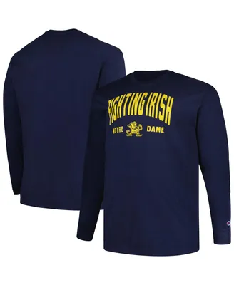 Men's Champion Navy Notre Dame Fighting Irish Big and Tall Arch Long Sleeve T-shirt