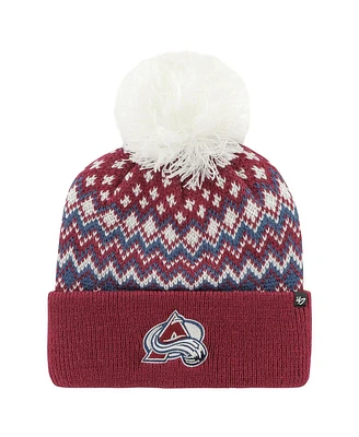 Women's '47 Brand Burgundy Colorado Avalanche Elsa Cuffed Knit Hat with Pom