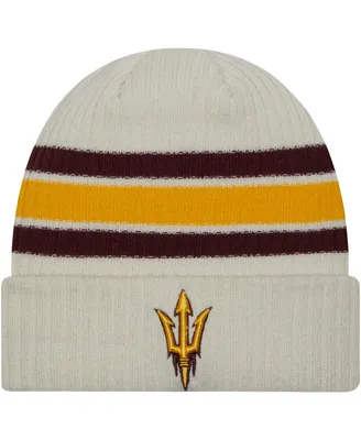 Men's New Era Cream Distressed Arizona State Sun Devils Vintage-Like Cuffed Knit Hat