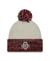 Women's New Era Cream Ohio State Buckeyes Fresh Cuffed Knit Hat with Pom