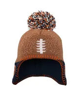 Preschool Boys and Girls Brown Chicago Bears Football Head Knit Hat with Pom