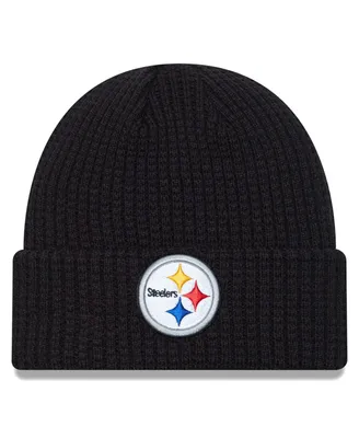 Men's New Era Black Pittsburgh Steelers Prime Cuffed Knit Hat