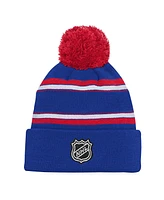 Youth Boys and Girls New York Rangers Blue Jacquard Cuffed Knit Hat with Pom