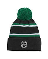 Youth Boys and Girls Dallas Stars Black Jacquard Cuffed Knit Hat with Pom