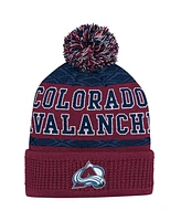 Youth Boys and Girls Colorado Avalanche Burgundy Puck Cuffed Knit Hat with Pom