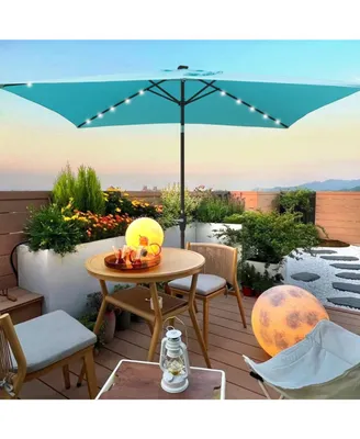 Simplie Fun 10 X 6.5T Rectangular Patio Solar Led Lighted Outdoor Umbrellas With Crank And Push Button Tilt For Garden Backyard Pool Swimming Pool