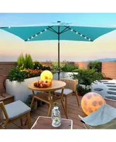 Simplie Fun Solar Led Patio Umbrella: Crank, Tilt, 10x6.5 ft