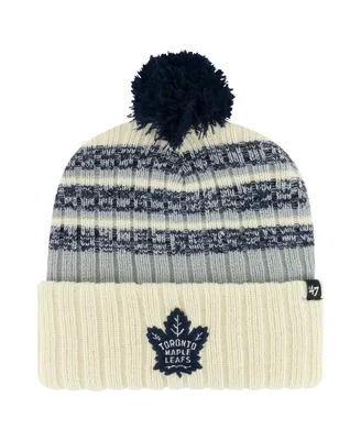 Men's '47 Brand Cream Toronto Maple Leafs Tavern Cuffed Knit Hat with Pom