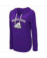 Women's Colosseum Purple Tcu Horned Frogs My Lover Lightweight Hooded Long Sleeve T-shirt