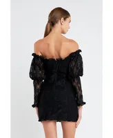 Women's Off the Shoulder Fitted Mini Dress