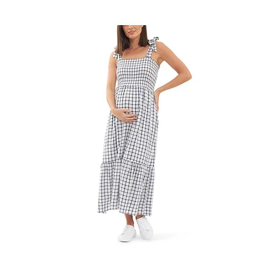Ripe Maternity Phoebe Smocked Dress White/Navy