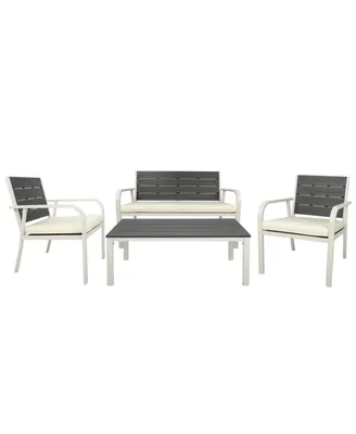 Simplie Fun Outdoor 4-Piece Wood Grain Patio Conversation Set