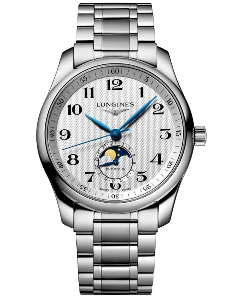 Longines Men's Swiss Automatic Master Moonphase Stainless Steel Bracelet Watch 40mm