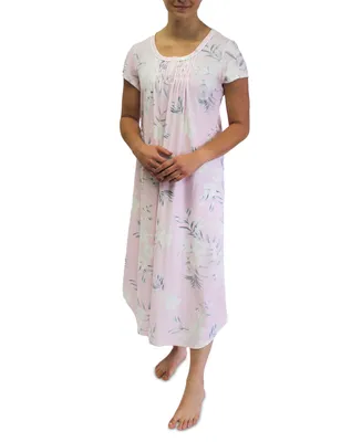 Miss Elaine Plus Size Short-Sleeve Floral Nightgown