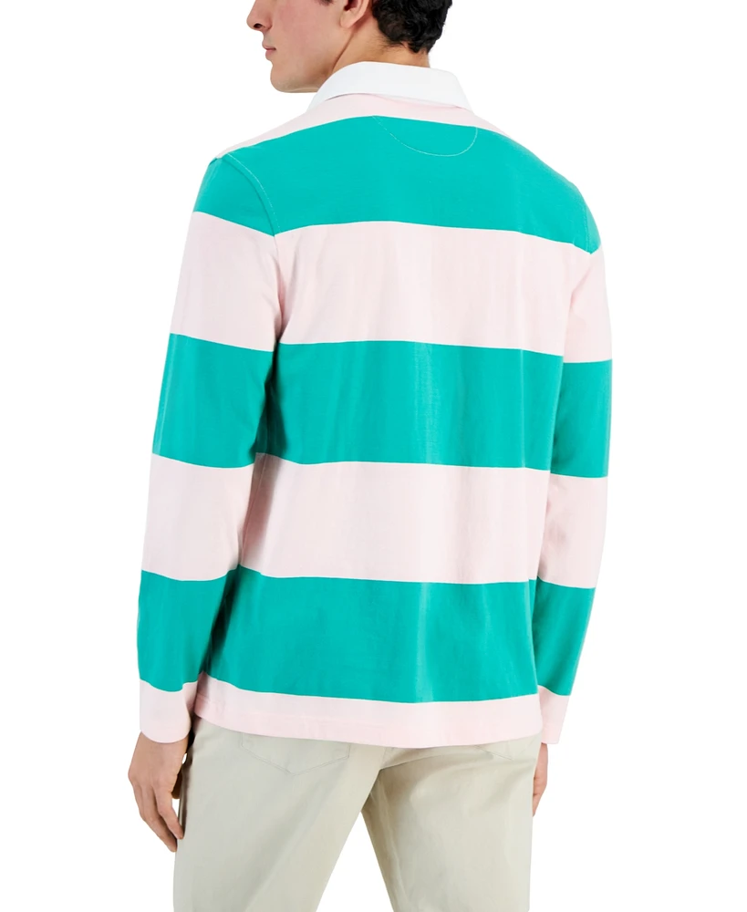 Club Room Men's Bold Line Long Sleeve Rugby Shirt, Created for Macy's