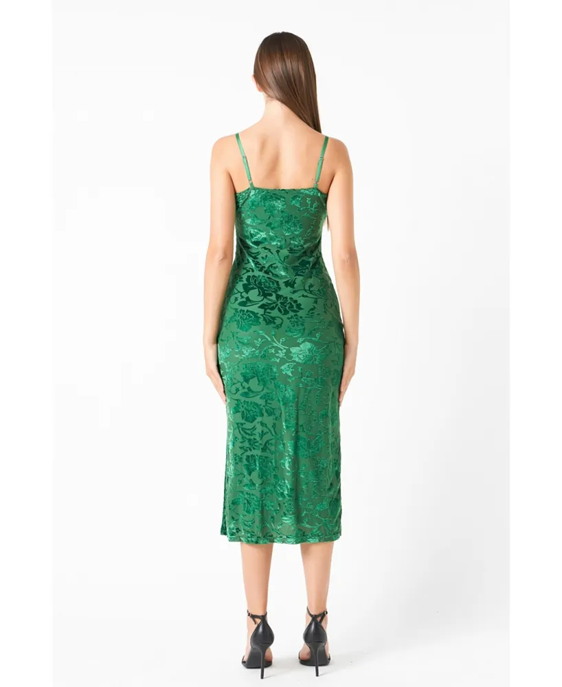 Women's Print Velvet Slip Dress