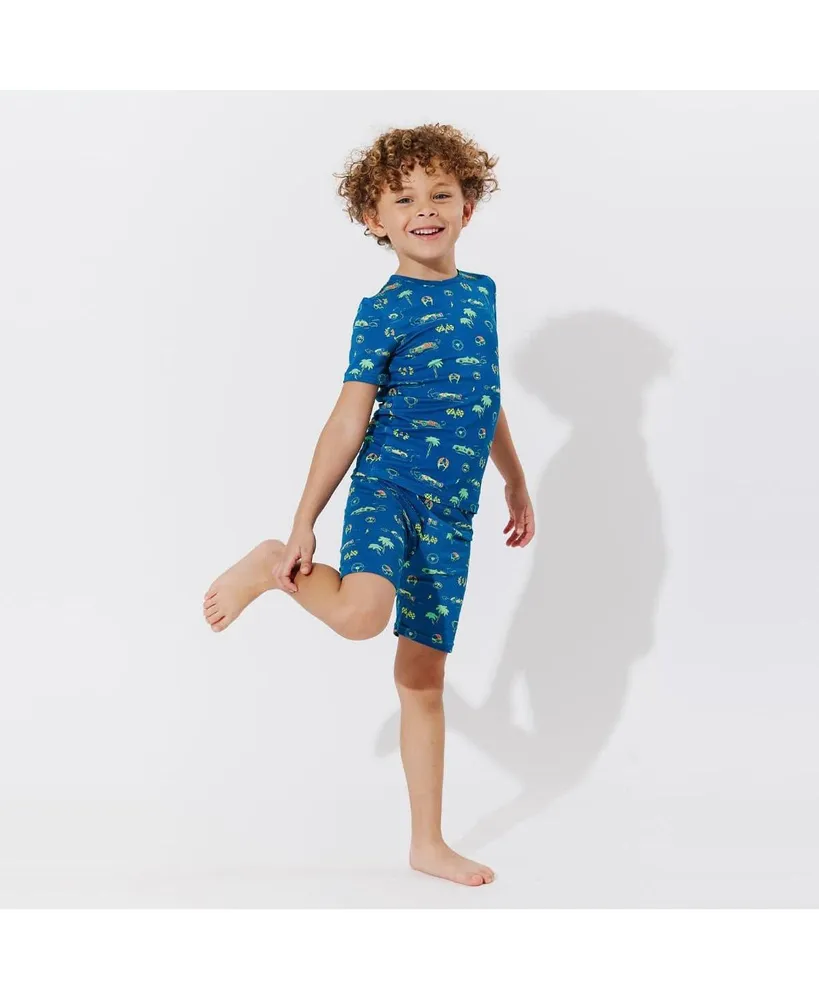 Bellabu Bear Toddler| Child Unisex Monaco Blue 2-Piece Short Sleeve & Shorts Pajama Set