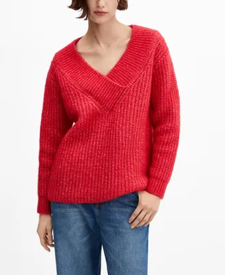 Mango Women's Chunky-Knit V-Neck Sweater