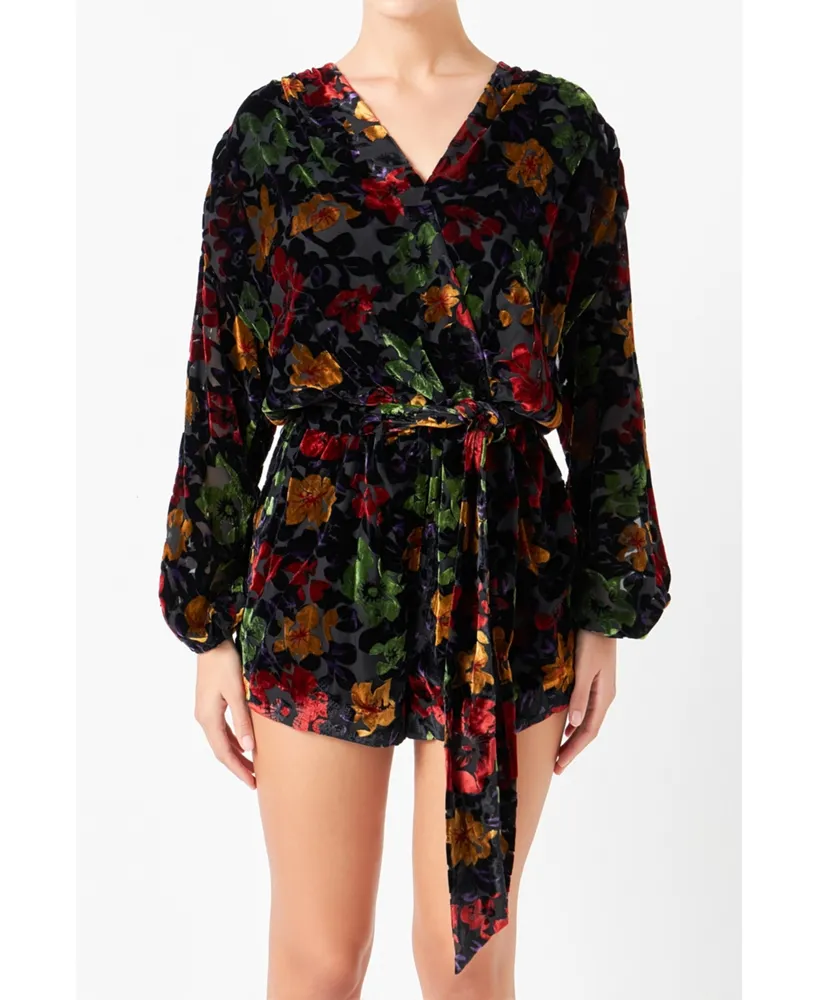 Women's Burnout Velvet Romper