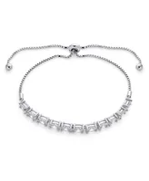 Elegant Bridal Oval Cut Aaa Cz 3 Ctw Cubic Zirconia Bolo Tennis Bracelet for Women Teens .925 Sterling Silver - Adjustable Slide