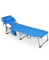 Folding Beach Lounge Chair with Pillow for Outdoor