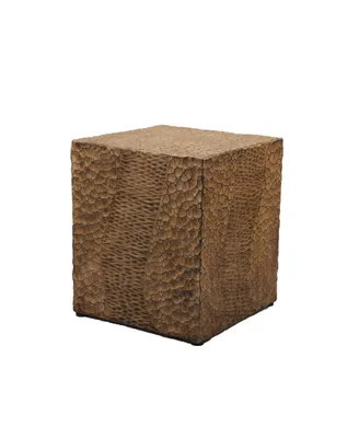 Simplie Fun Outdoor Faux Wood Stump Side Table Coffee Table, Side Table, End Table Accent Table Square Antique Yellow
