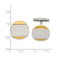 Chisel Stainless Steel Polished Yellow Ip-plated Circle Cufflinks