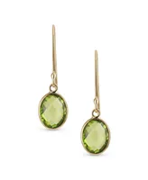 Bling Jewelry Classic Elegant 10K Gold Faceted Briolette Bezel Set Oval Olive Green Natural Peridot Dangle Drop Earrings For Women Wire Fish Hook